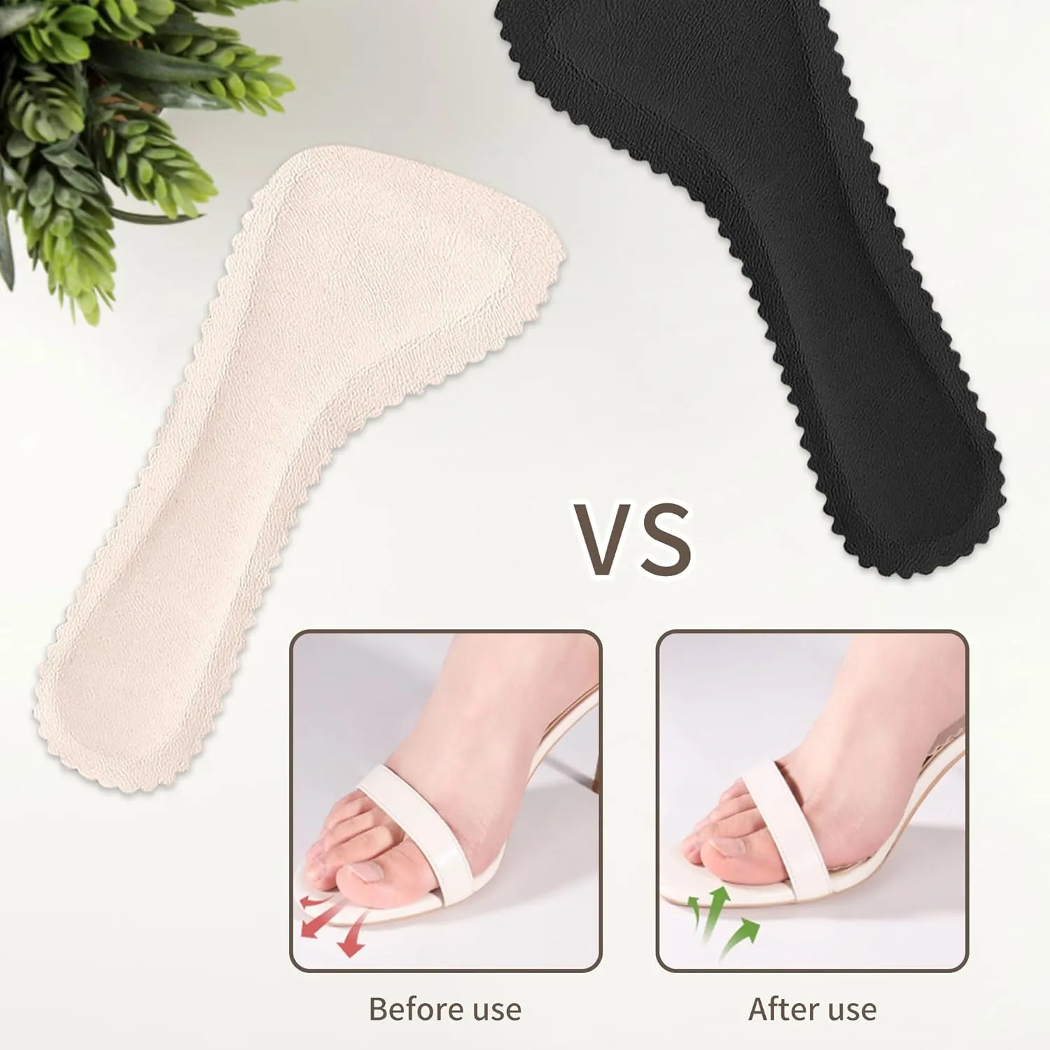 2 Pairs Adhesive High Heel Inserts Women 3/4 Cushioning Insoles for High Heels Anti-Slip Invisible Slim Inserts Liners Ball of Foot & Arch Support Insoles Sponge Leather Relieve Pain