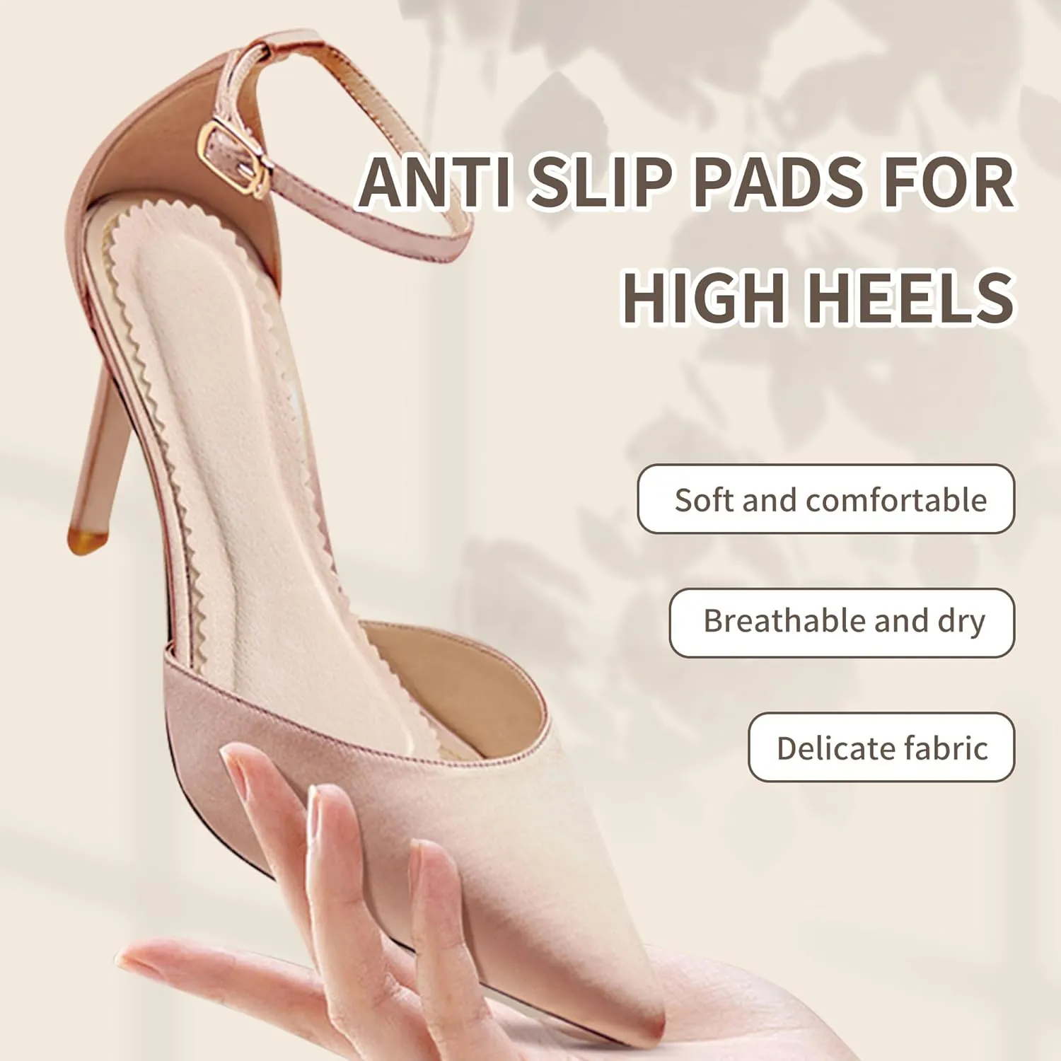 2 Pairs Adhesive High Heel Inserts Women 3/4 Cushioning Insoles for High Heels Anti-Slip Invisible Slim Inserts Liners Ball of Foot & Arch Support Insoles Sponge Leather Relieve Pain
