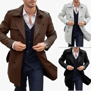 ⏳2025 Hot Sale🔥Men's Lapel Double Breasted Coats with Pockets🧥Save 64%🔥