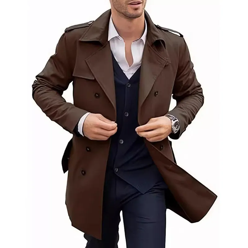⏳2025 Hot Sale🔥Men's Lapel Double Breasted Coats with Pockets🧥Save 64%🔥