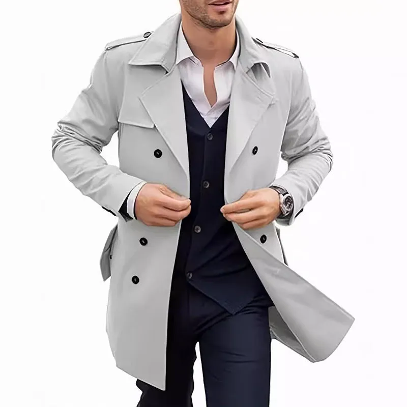 ⏳2025 Hot Sale🔥Men's Lapel Double Breasted Coats with Pockets🧥Save 64%🔥