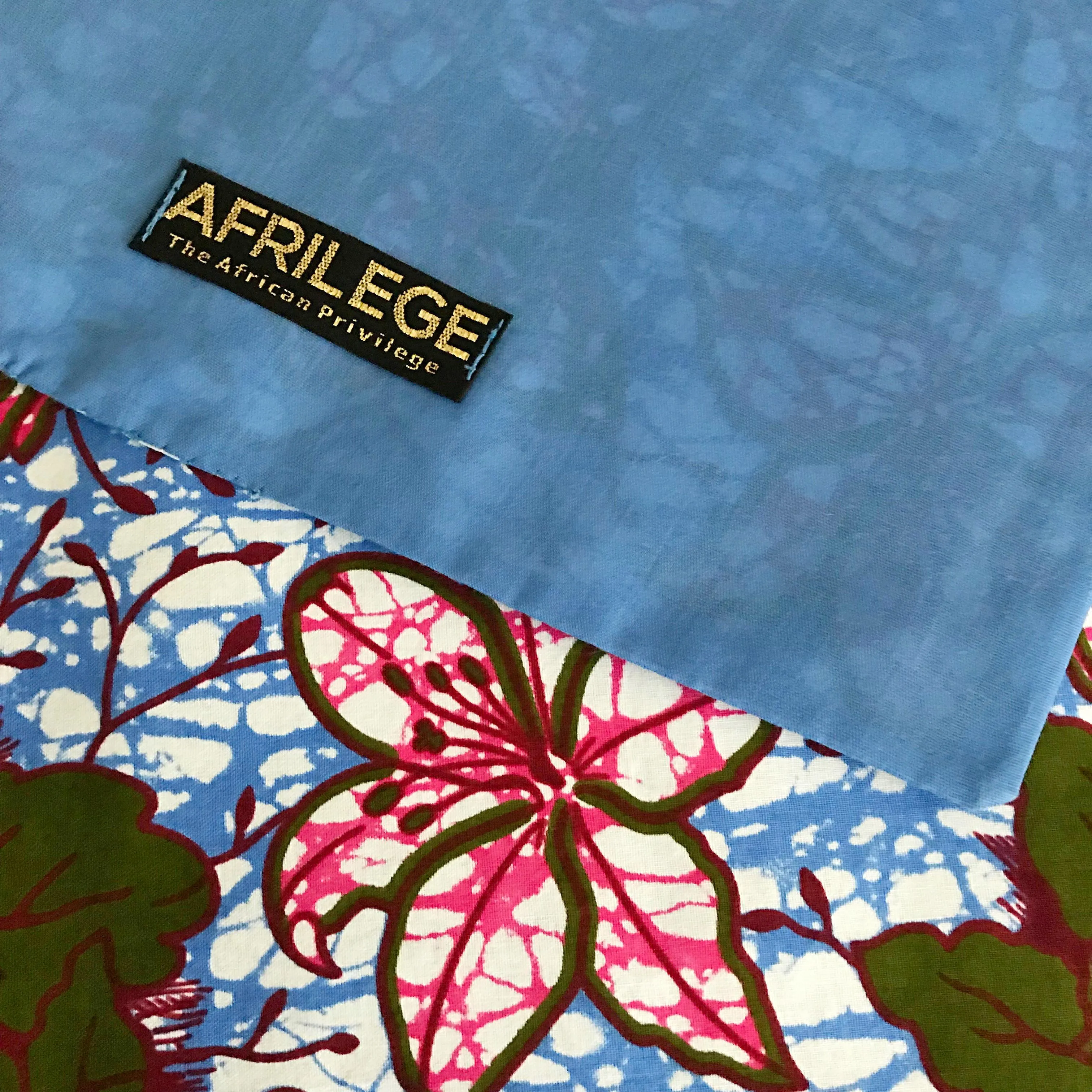 Aisha Floral African Print Table Runners with Napkins (Blue/ Pink)