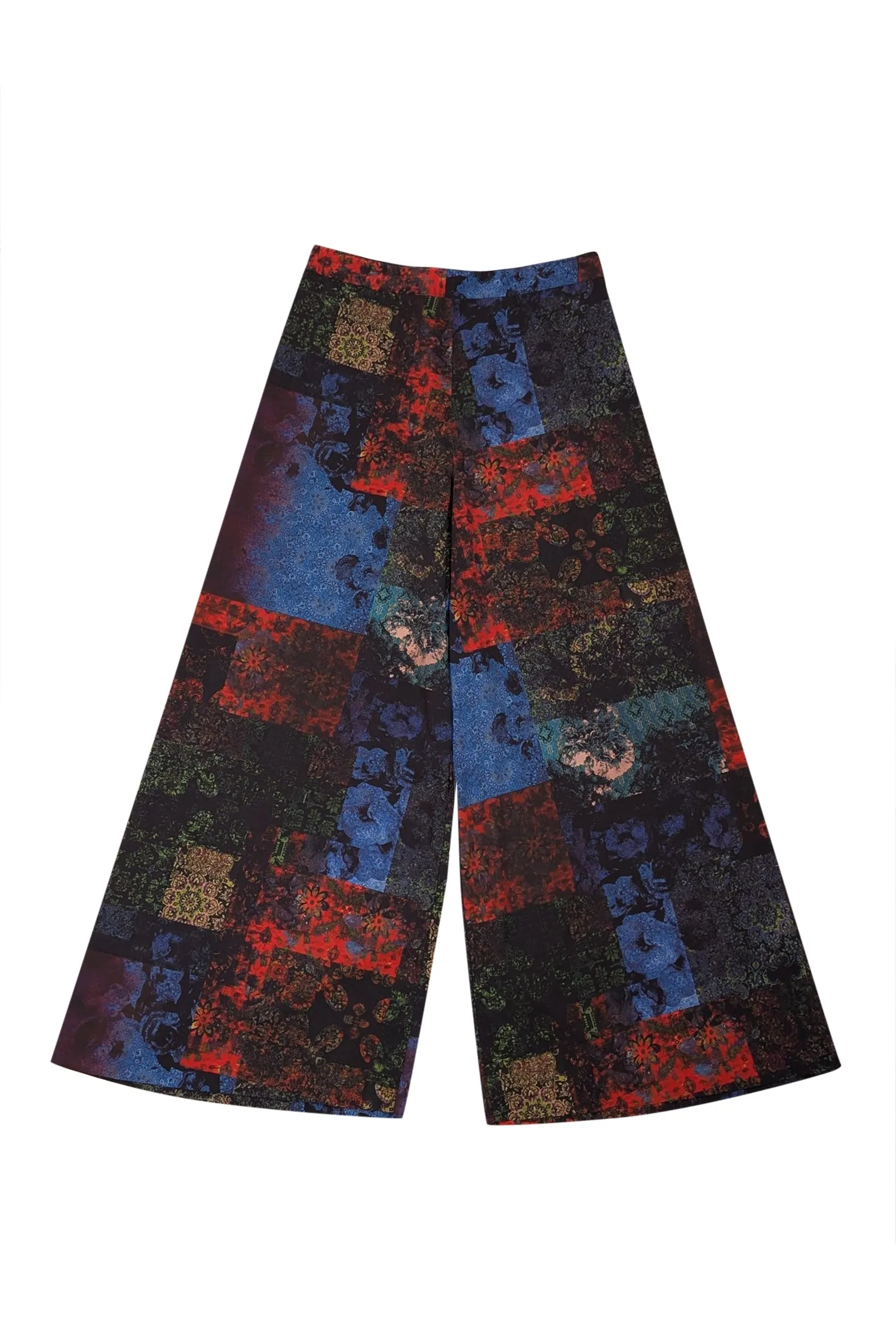Alice &amp; Olivia - Black &amp; Multicolor Abstract Floral Print Wide Leg Pants Sz 6