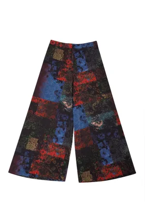 Alice &amp; Olivia - Black &amp; Multicolor Abstract Floral Print Wide Leg Pants Sz 6