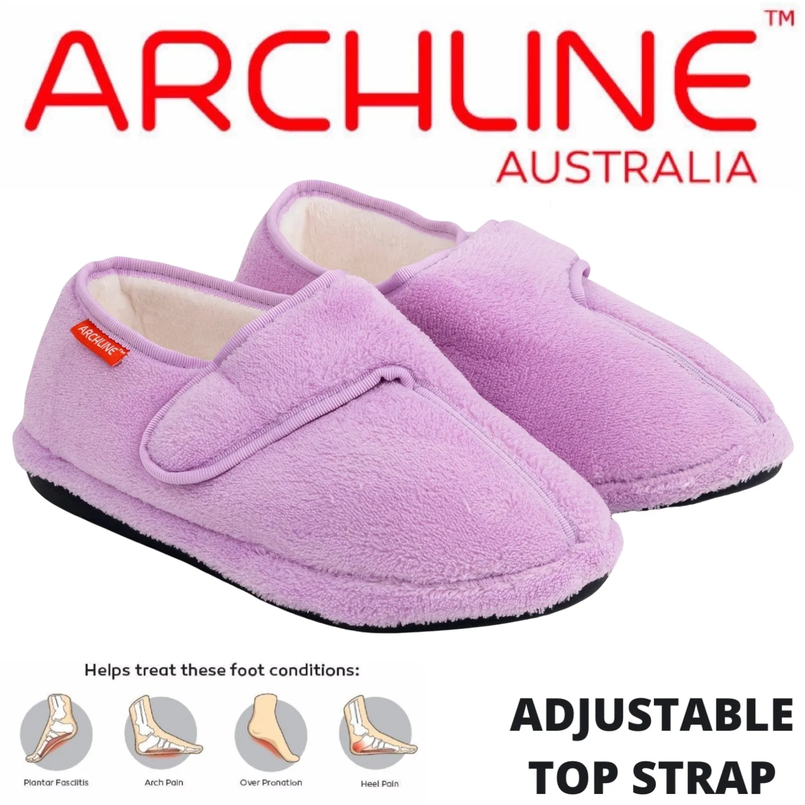 ARCHLINE Orthotic Plus Slippers Closed Scuffs Pain Relief Moccasins - Lilac - EU 43