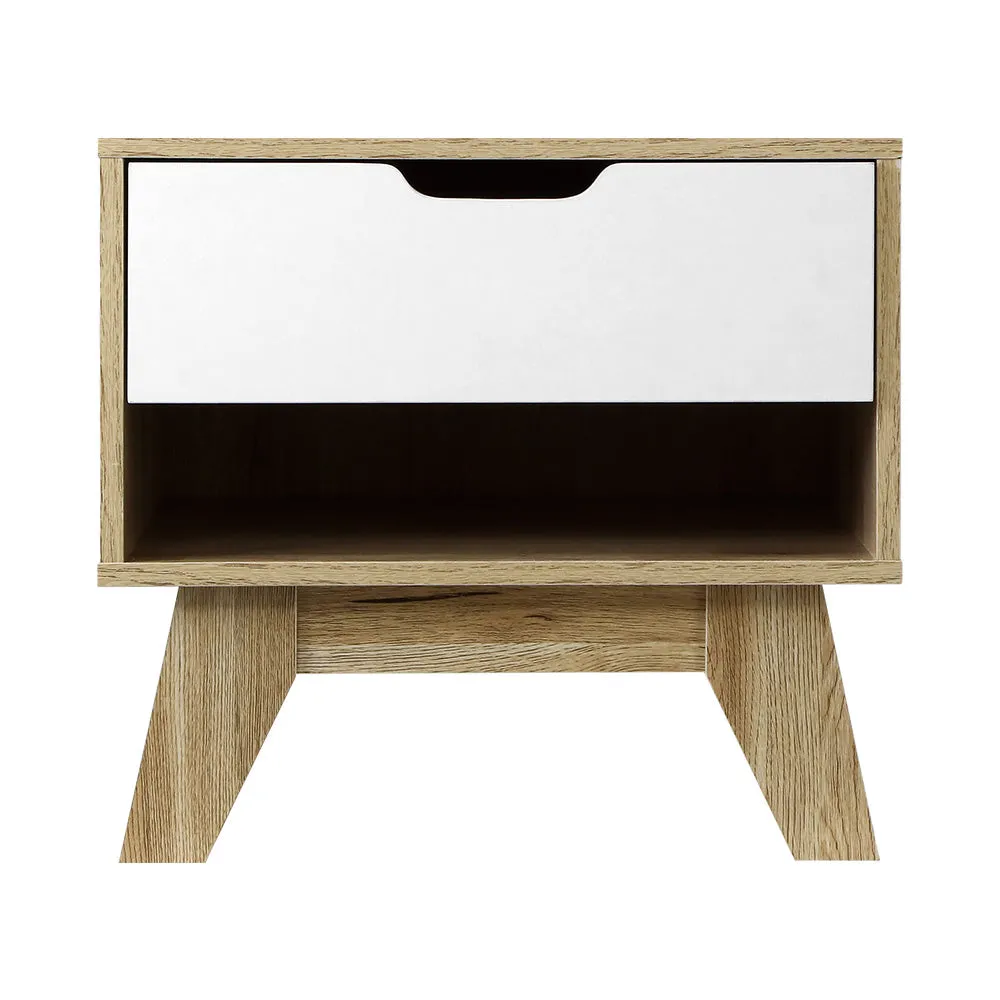 Artiss Bedside Table Drawer Nightstand Shelf Cabinet Storage Lamp Side Wooden