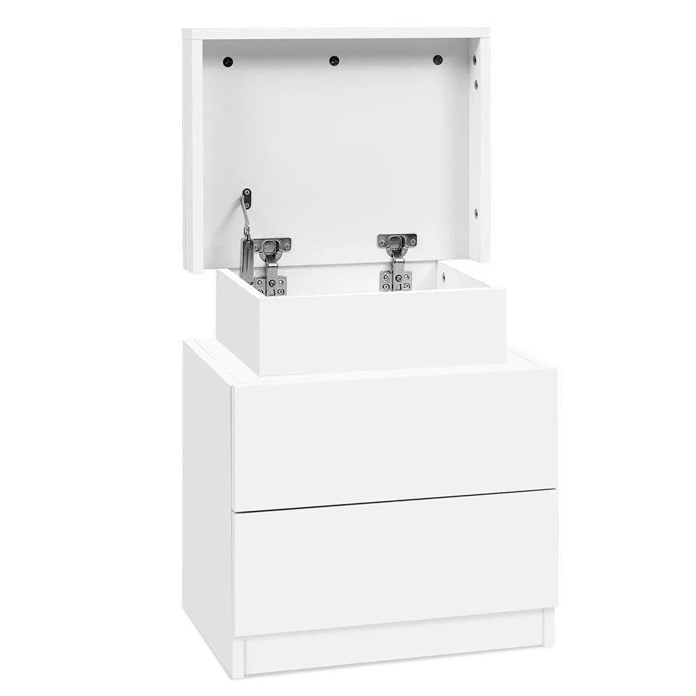 Artiss Bedside Tables 2 Drawers Side Table Storage Nightstand White Bedroom Wood