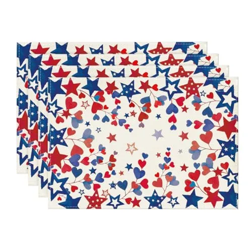Artoid Mode Blue Red Stars Patriotic 4th of July Table Runner, Seasonal Kitchen Dining Table Decoration for Home Party Decor 13x48 Inch