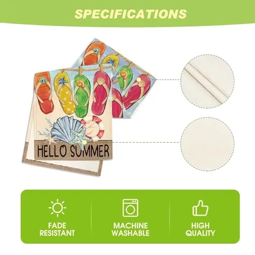 Artoid Mode Flip Flops Seaside Themed Beach Summer Table Runner, Starfish Seasonal Kitchen Dining Table Decoration for Home Party Decor 13x36 Inch