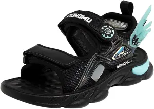 Baby Boys 2 Strap Sandals Rubber Non Slip Barefoot Wide Shoes Kids Adjusted Hook Loop Fashion Water Shoes Summer Casual