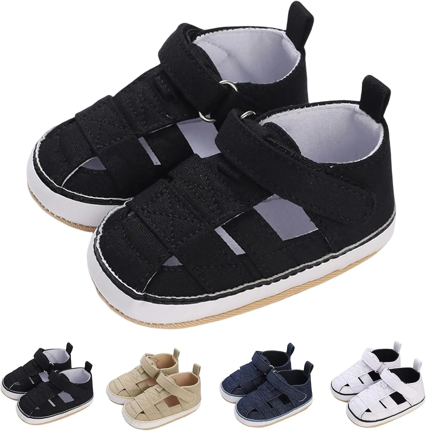 Baby Canvas Sandals Infant Squeaky Shoes Newborn Non-Slip Rubber Sole Sandals For Baby Boys First Walkers Shoes
