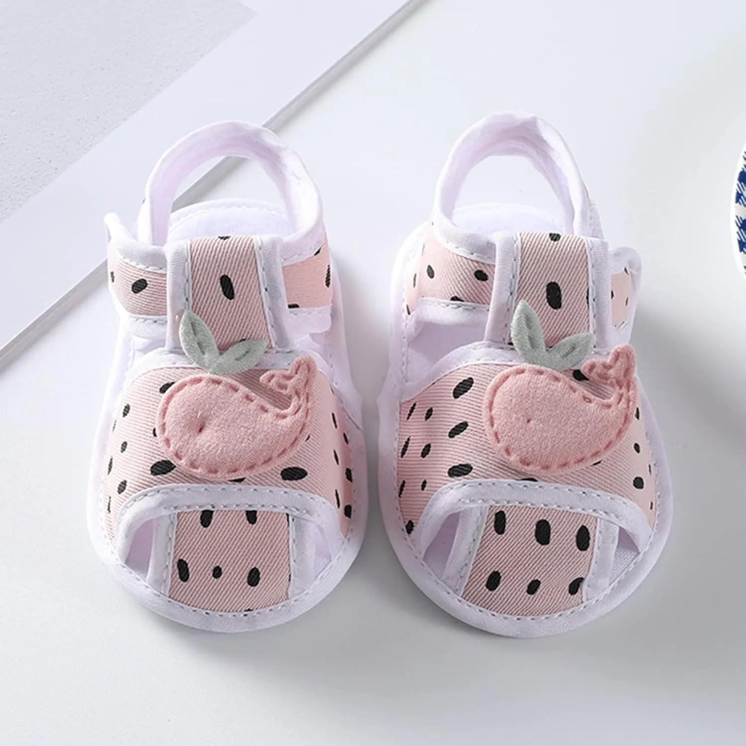 Baby Infant Canvas Barefoot Sandals Flat Strap Wide Shoes Toddler Newborn Closed Toe Non Slip First Walking Sandals