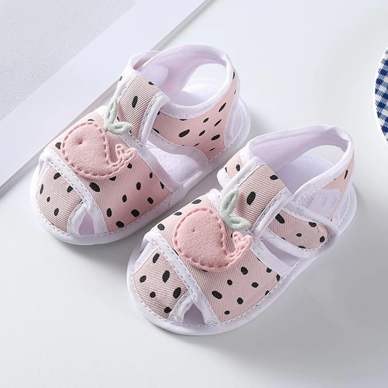 Baby Infant Canvas Barefoot Sandals Flat Strap Wide Shoes Toddler Newborn Closed Toe Non Slip First Walking Sandals