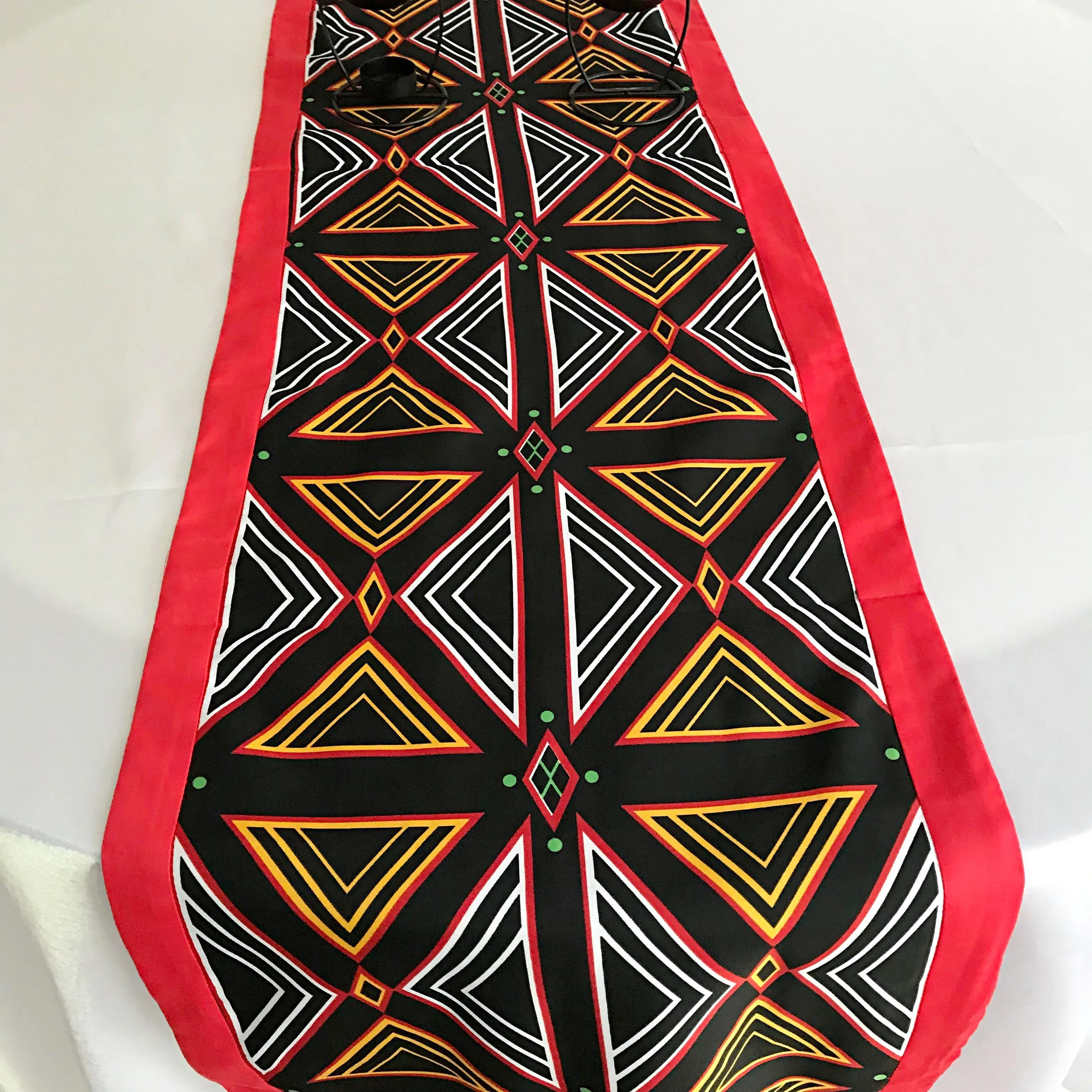Bamenda Toghu African Print Table Runners (Black/ Red/ White)