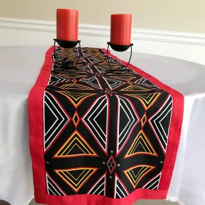 Bamenda Toghu African Print Table Runners (Black/ Red/ White)