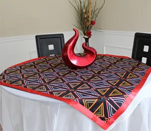 Bamenda Toghu African Print Tablecloths - Black & Red