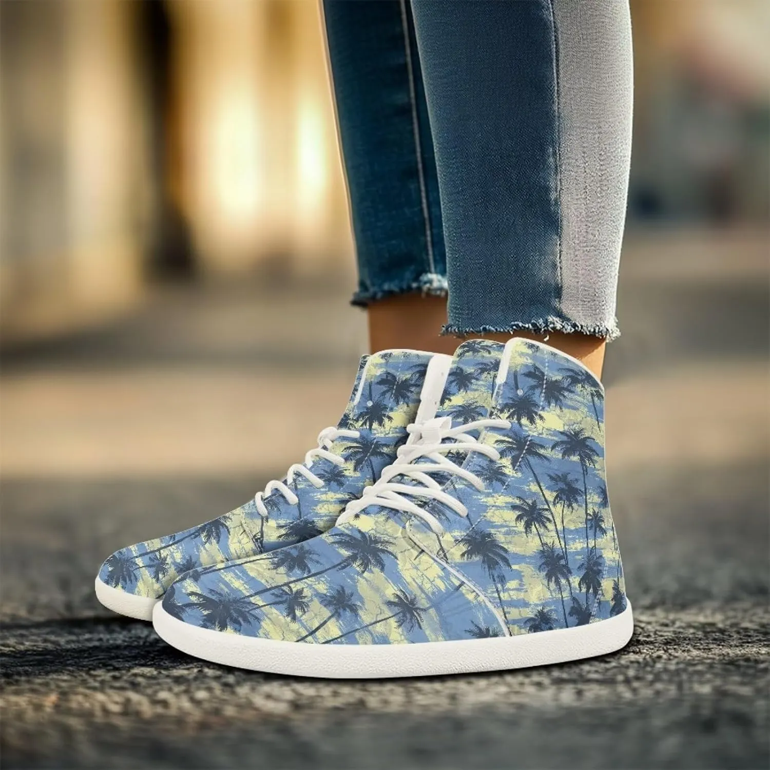Barefoot Shoes for Women Comfy Zero Drop High Top Breathable Tennis Shoes Anti-Skid Wide Toe Box Sport Workout Hiking Sneakers for Ladies US 6-13.5