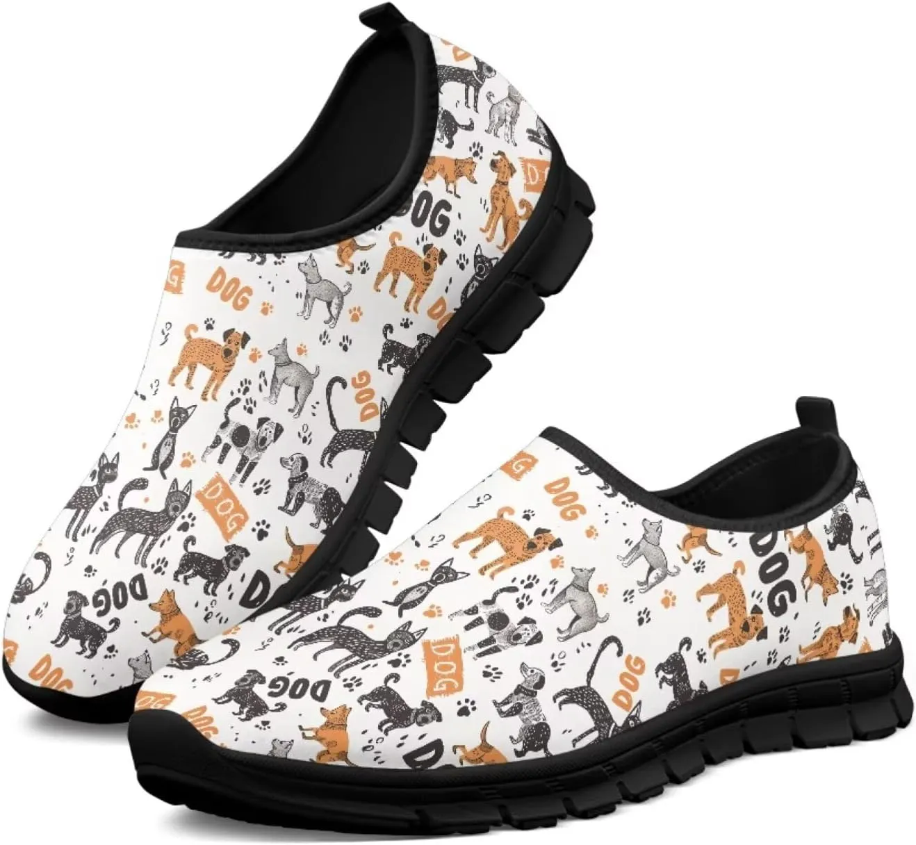 Barefoot Slip On Shoes Women Cute Art Painted Elastic Upper Ladies Casual Mesh-Comfortable Tennis Workout Sneakers Slip in Loafers