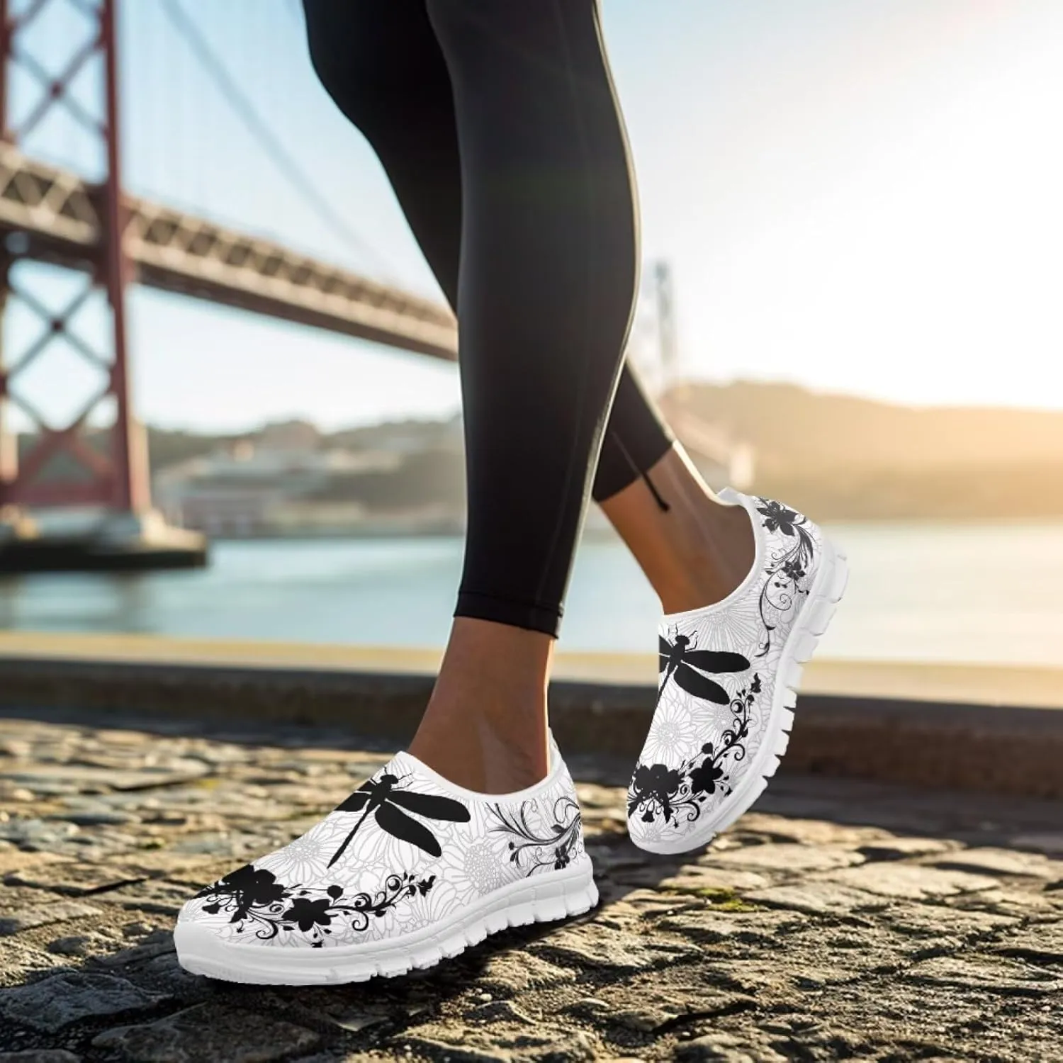 Barefoot Slip On Shoes Women Cute Art Painted Elastic Upper Ladies Casual Mesh-Comfortable Tennis Workout Sneakers Slip in Loafers