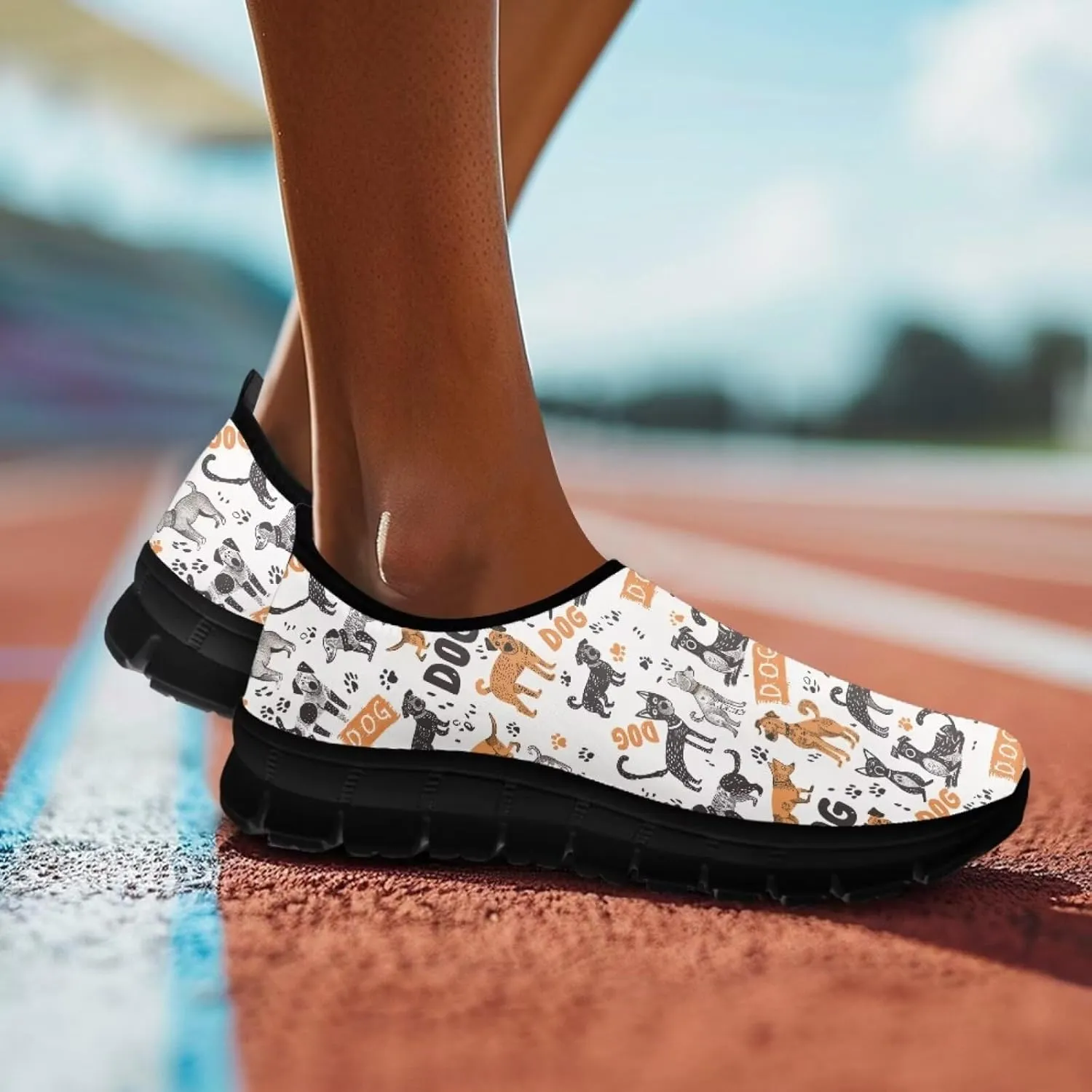 Barefoot Slip On Shoes Women Cute Art Painted Elastic Upper Ladies Casual Mesh-Comfortable Tennis Workout Sneakers Slip in Loafers