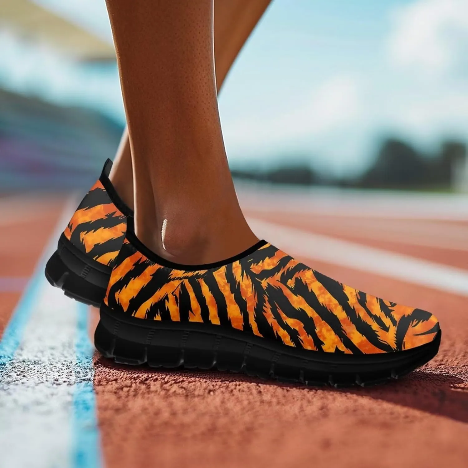 Barefoot Slip On Shoes Women Cute Art Painted Elastic Upper Ladies Casual Mesh-Comfortable Tennis Workout Sneakers Slip in Loafers