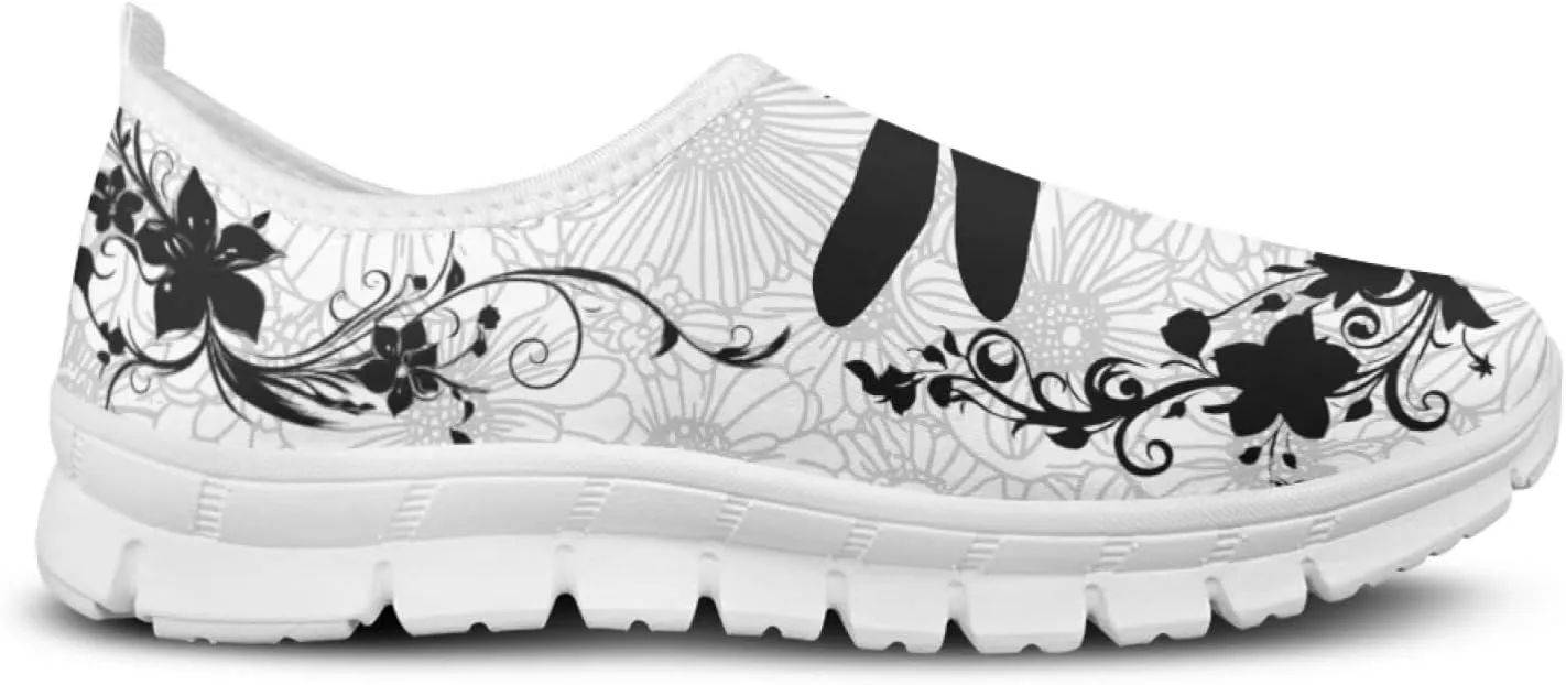 Barefoot Slip On Shoes Women Cute Art Painted Elastic Upper Ladies Casual Mesh-Comfortable Tennis Workout Sneakers Slip in Loafers