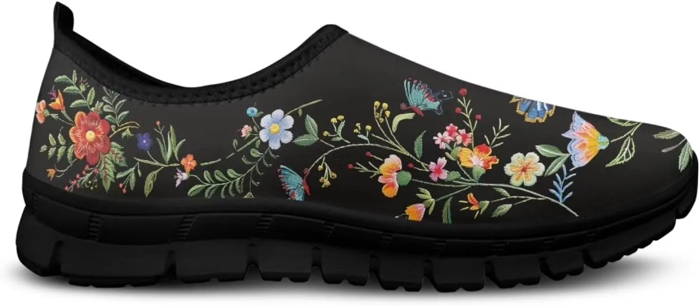 Barefoot Slip On Shoes Women Cute Art Painted Elastic Upper Ladies Casual Mesh-Comfortable Tennis Workout Sneakers Slip in Loafers