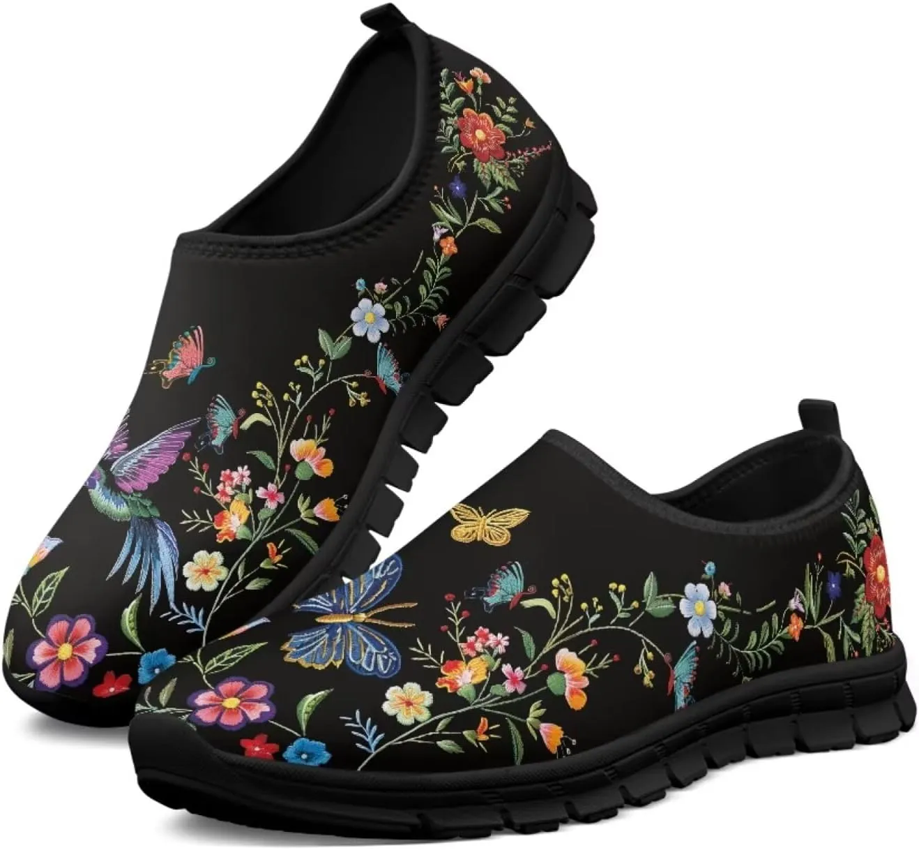 Barefoot Slip On Shoes Women Cute Art Painted Elastic Upper Ladies Casual Mesh-Comfortable Tennis Workout Sneakers Slip in Loafers