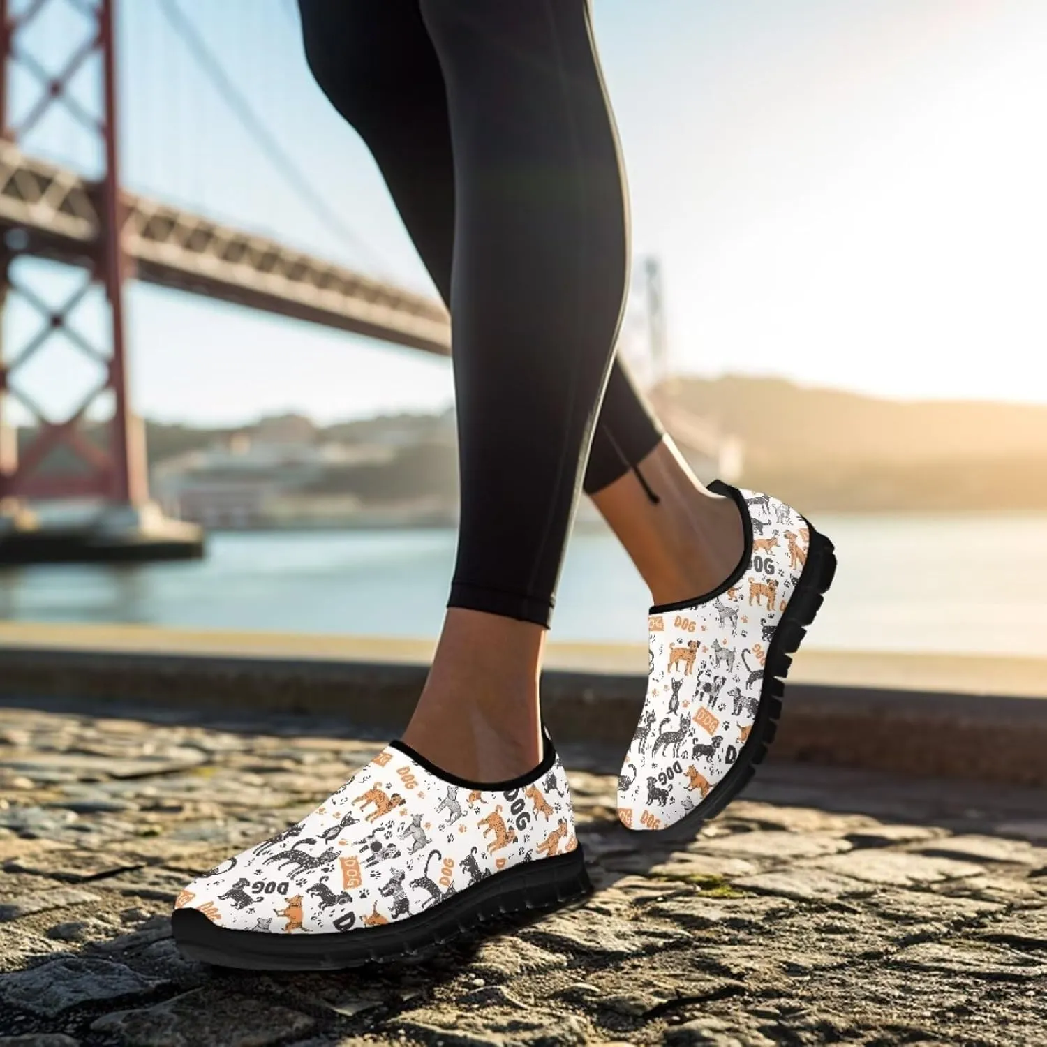 Barefoot Slip On Shoes Women Cute Art Painted Elastic Upper Ladies Casual Mesh-Comfortable Tennis Workout Sneakers Slip in Loafers