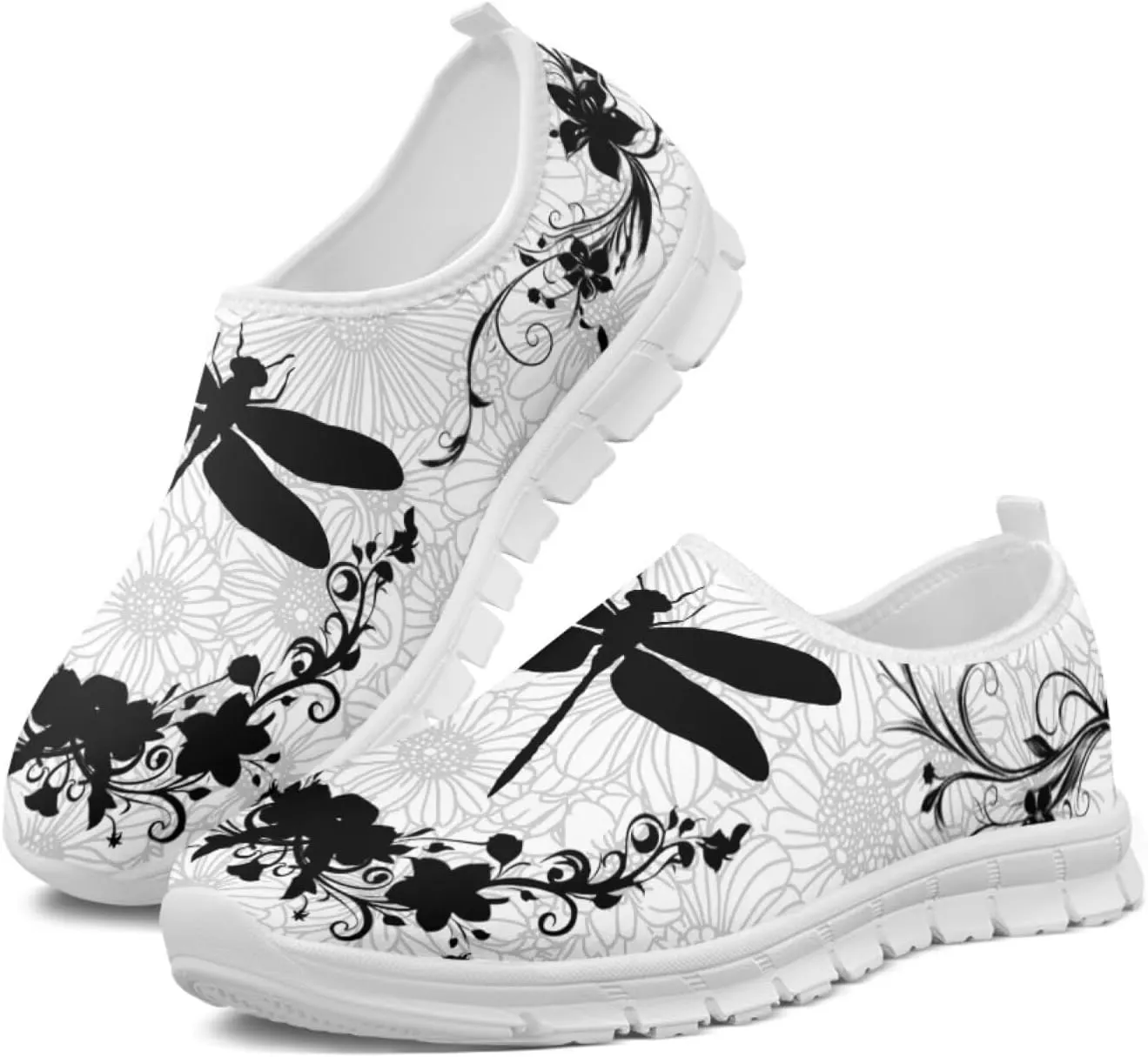 Barefoot Slip On Shoes Women Cute Art Painted Elastic Upper Ladies Casual Mesh-Comfortable Tennis Workout Sneakers Slip in Loafers