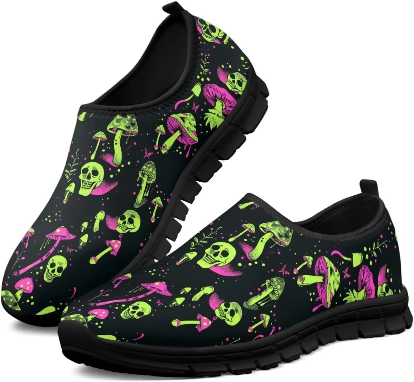 Barefoot Slip On Shoes Women Cute Art Painted Elastic Upper Ladies Casual Mesh-Comfortable Tennis Workout Sneakers Slip in Loafers