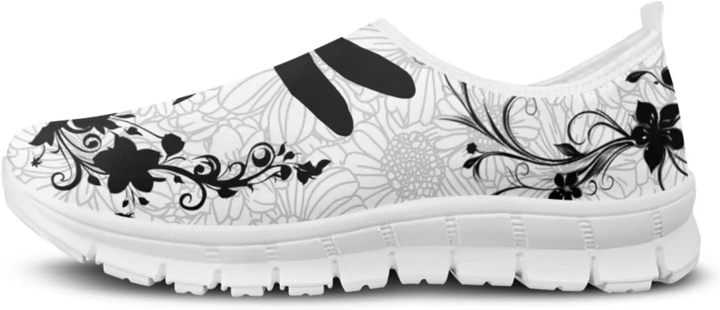 Barefoot Slip On Shoes Women Cute Art Painted Elastic Upper Ladies Casual Mesh-Comfortable Tennis Workout Sneakers Slip in Loafers