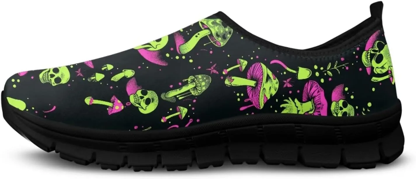 Barefoot Slip On Shoes Women Cute Art Painted Elastic Upper Ladies Casual Mesh-Comfortable Tennis Workout Sneakers Slip in Loafers