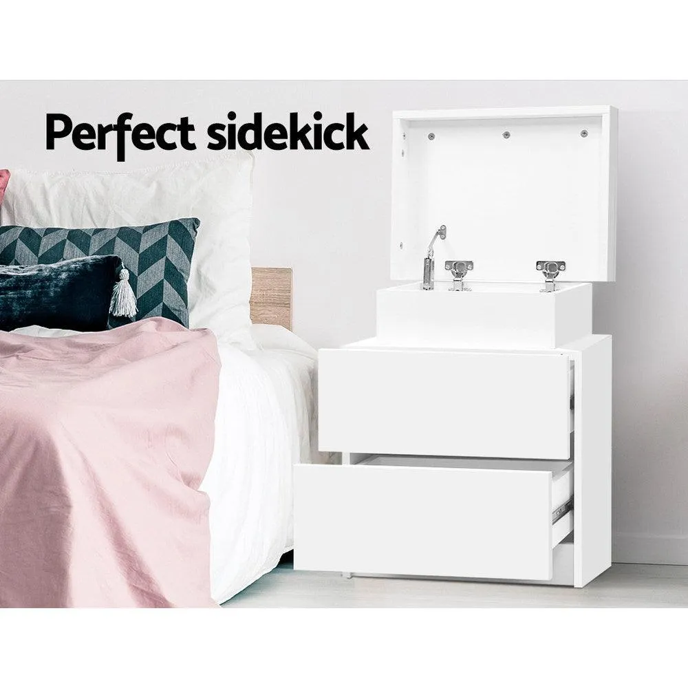 Bedside Tables 2 Drawers White