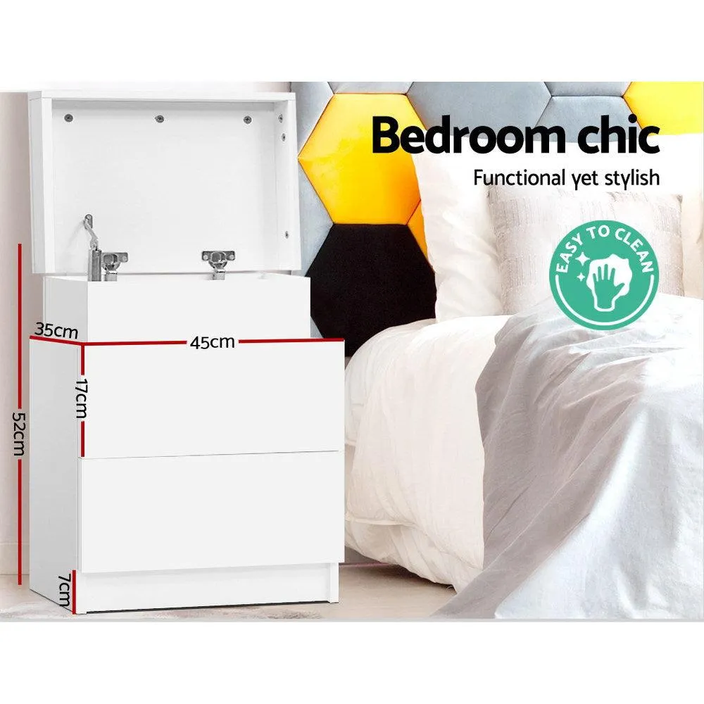 Bedside Tables 2 Drawers White