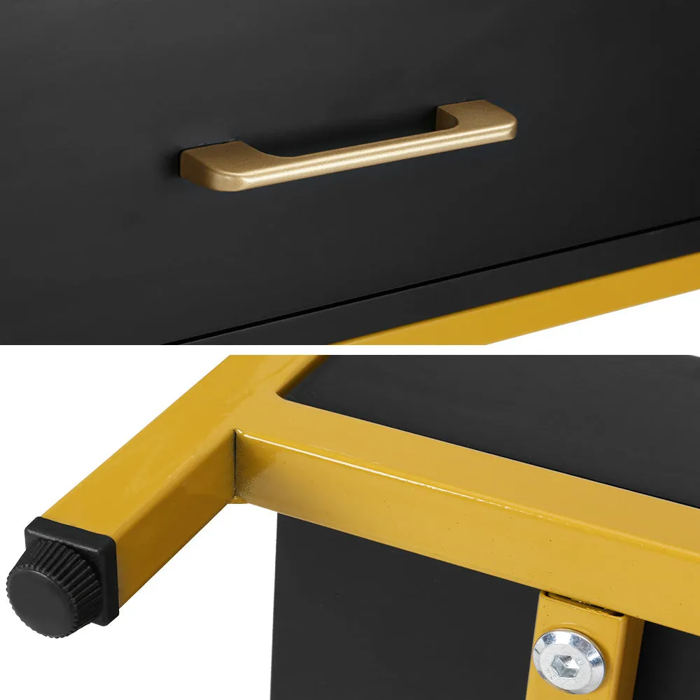 Black Bedside Table with Drawers & Shelf - Artiss MASON