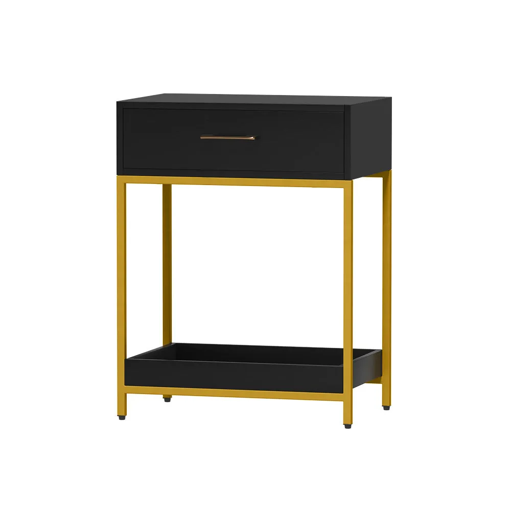 Black Bedside Table with Drawers & Shelf - Artiss MASON
