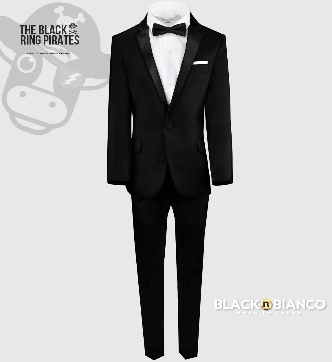 Black n Bianco Boys Slim Fit Tuxedo First Class Style Presented by Baby Muffin