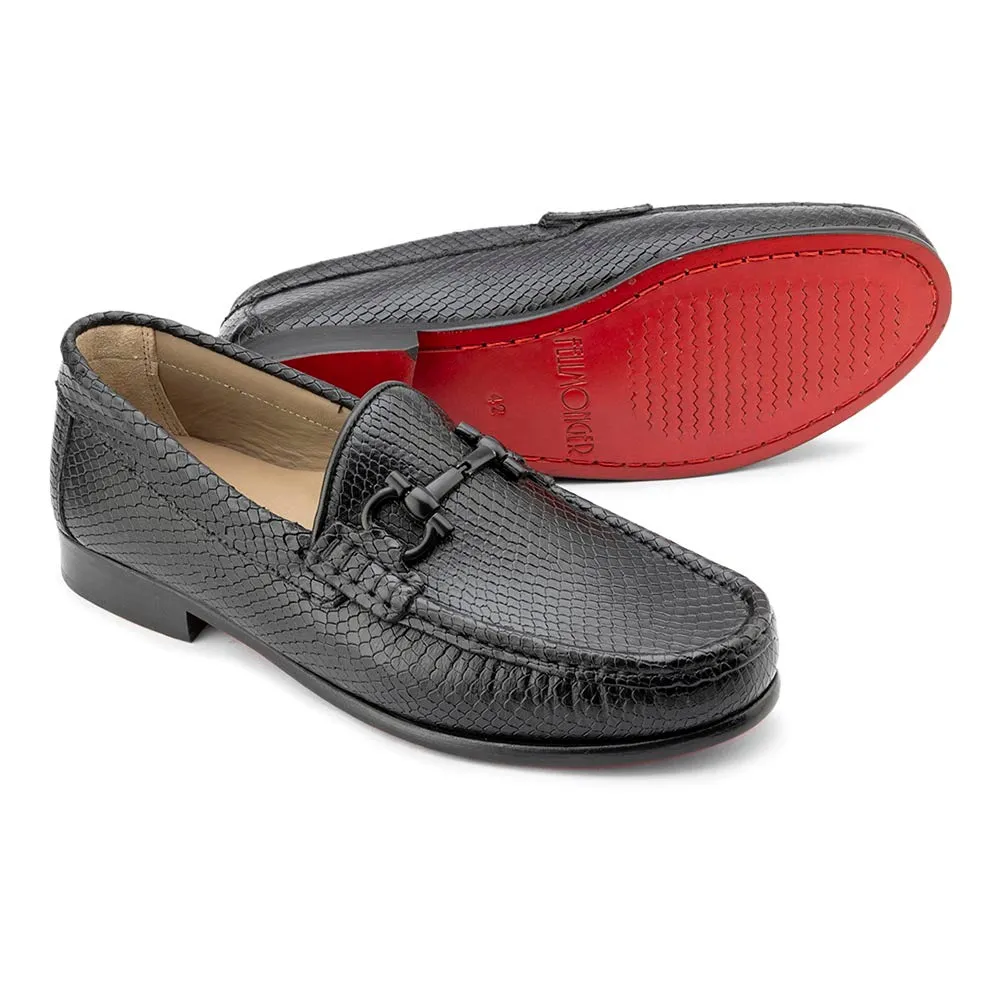 Black Snake Print Horsebit Moccasins
