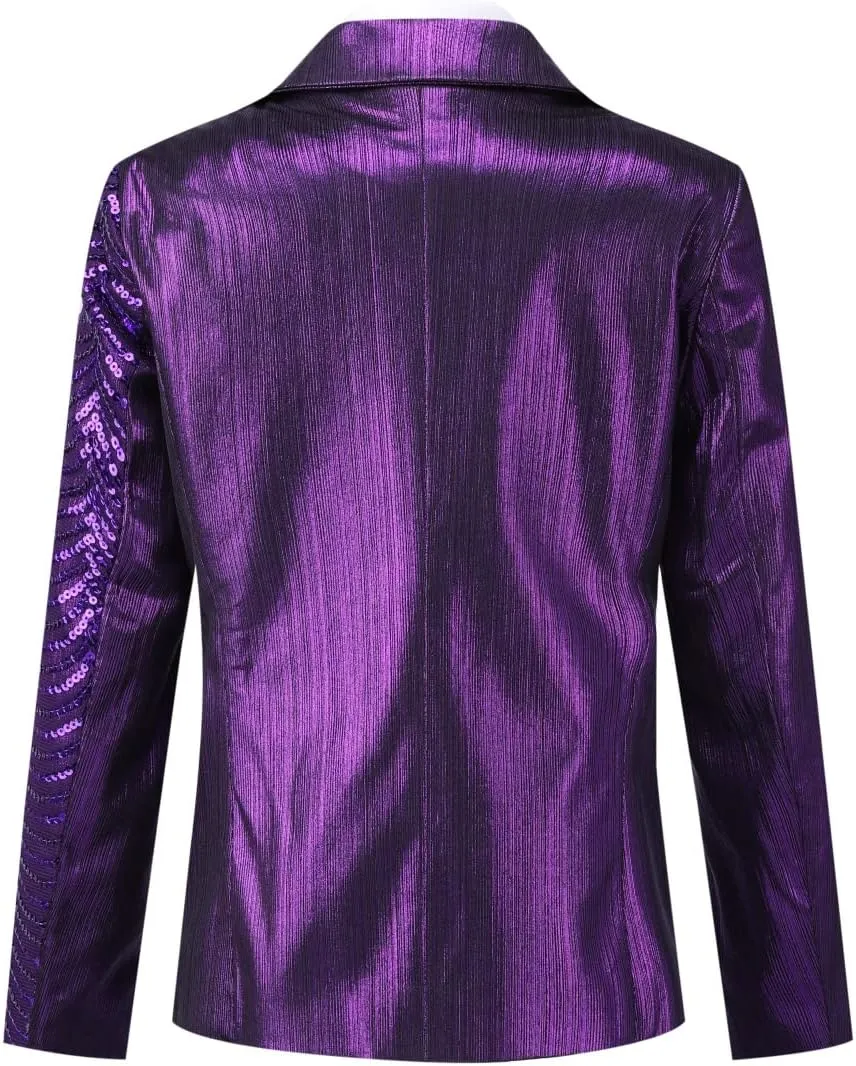 Boyland Boys 2 Pieces Suits Tuxedo Suit Shiny Sequins Peak Lapel Slim Fit Jacket Pants Party Performance