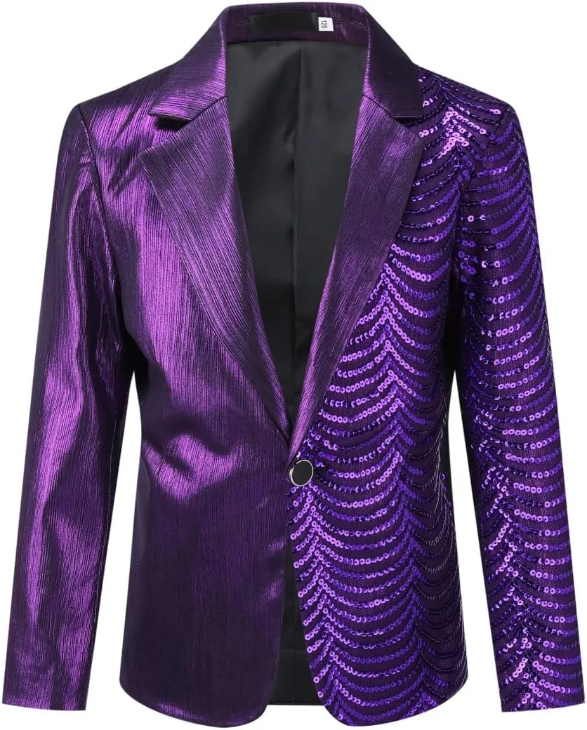 Boyland Boys 2 Pieces Suits Tuxedo Suit Shiny Sequins Peak Lapel Slim Fit Jacket Pants Party Performance