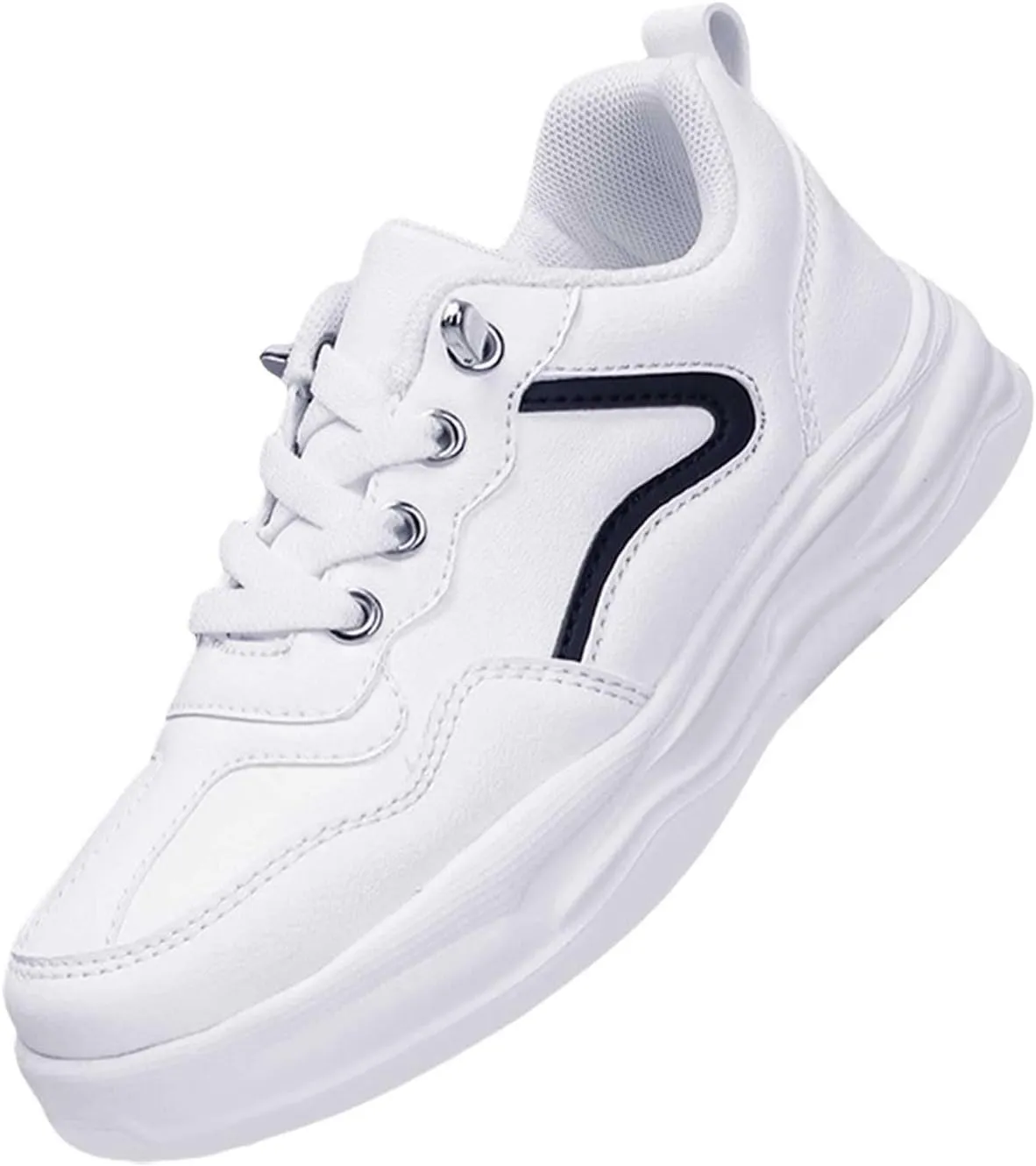 Boys Girls Uniform Low Top Sneakers White Tennis School Walking Shoes Lightweight Toddler Kids Cheerleader Sneakers