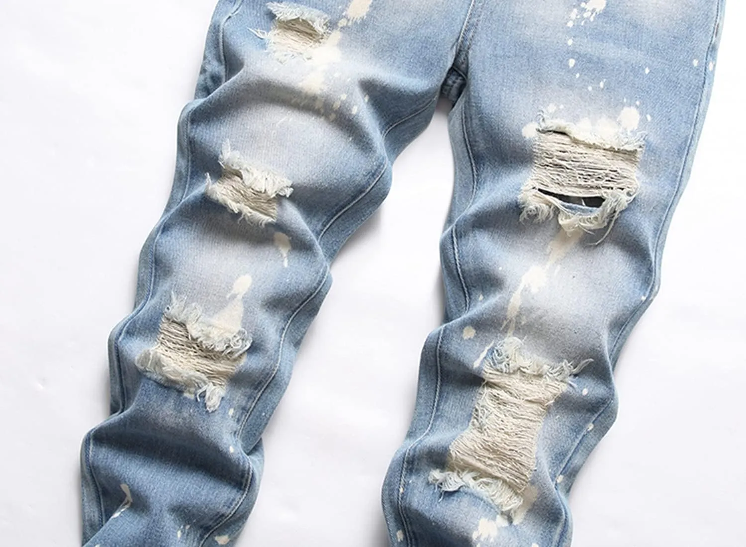 Boy's Skinny Fit Ripped Destroyed Distressed Slim Fashion Stretch Jeans Pants