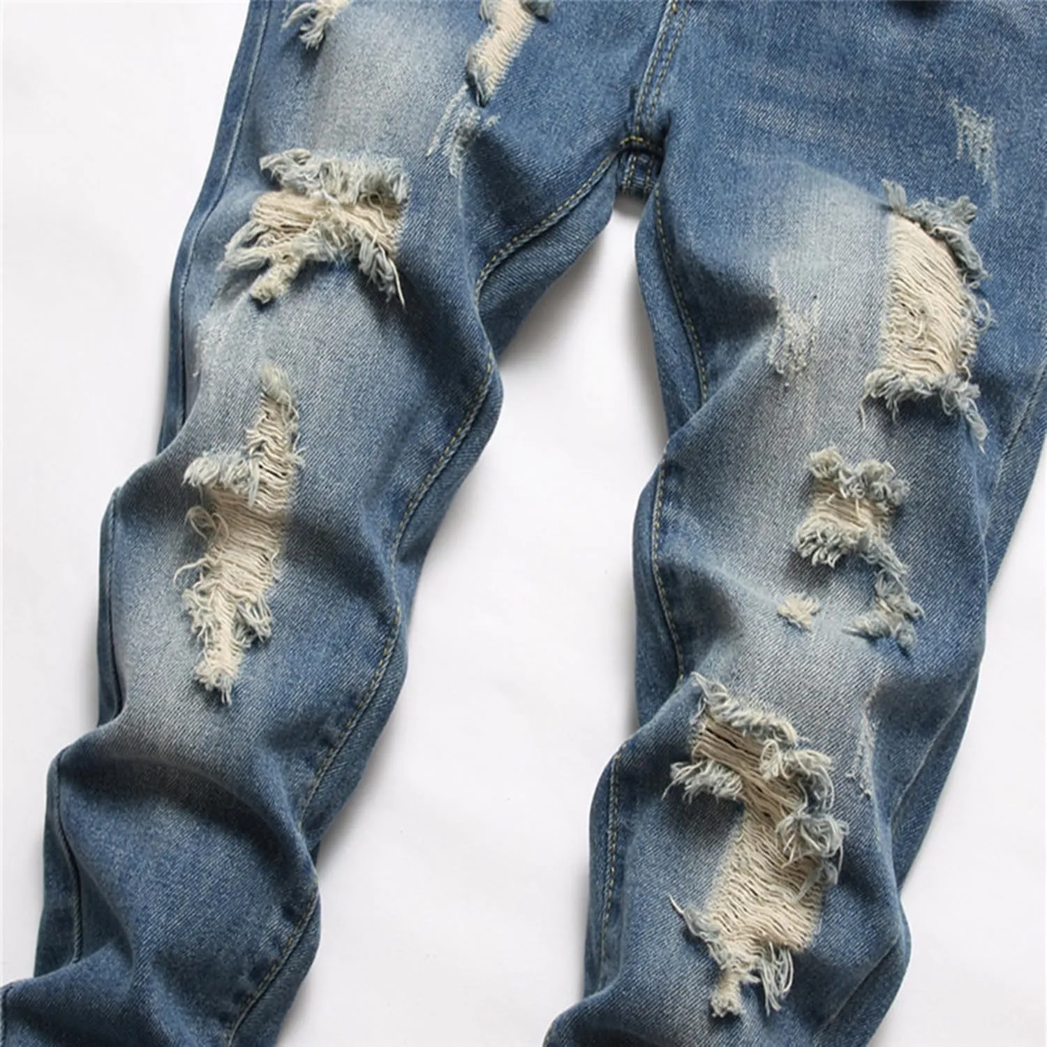 Boy's Skinny Fit Ripped Destroyed Distressed Slim Fashion Stretch Jeans Pants