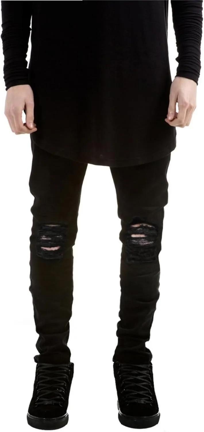 Boy's Skinny Fit Ripped Destroyed Distressed Slim Fashion Stretch Jeans Pants