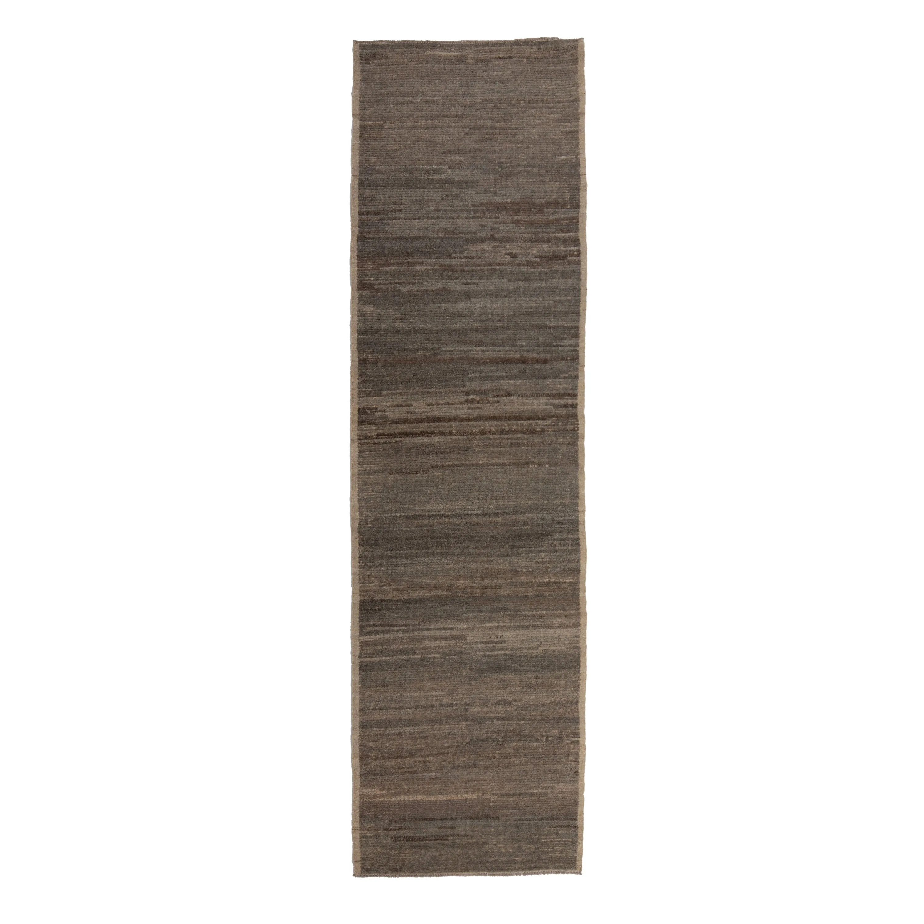 Brown Zameen Transitional Wool Rug - 3'4" x 12'3"