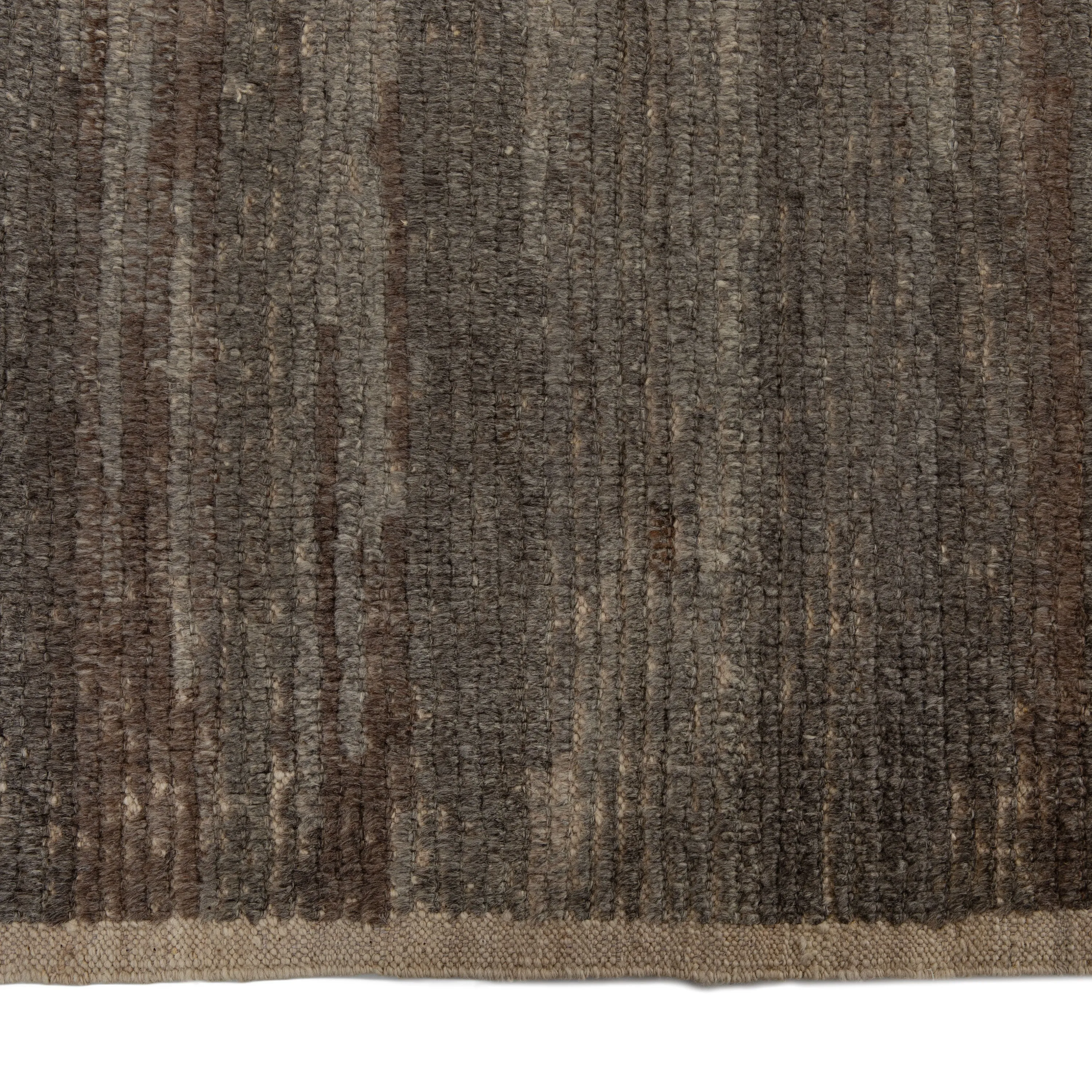 Brown Zameen Transitional Wool Rug - 3'4" x 12'3"