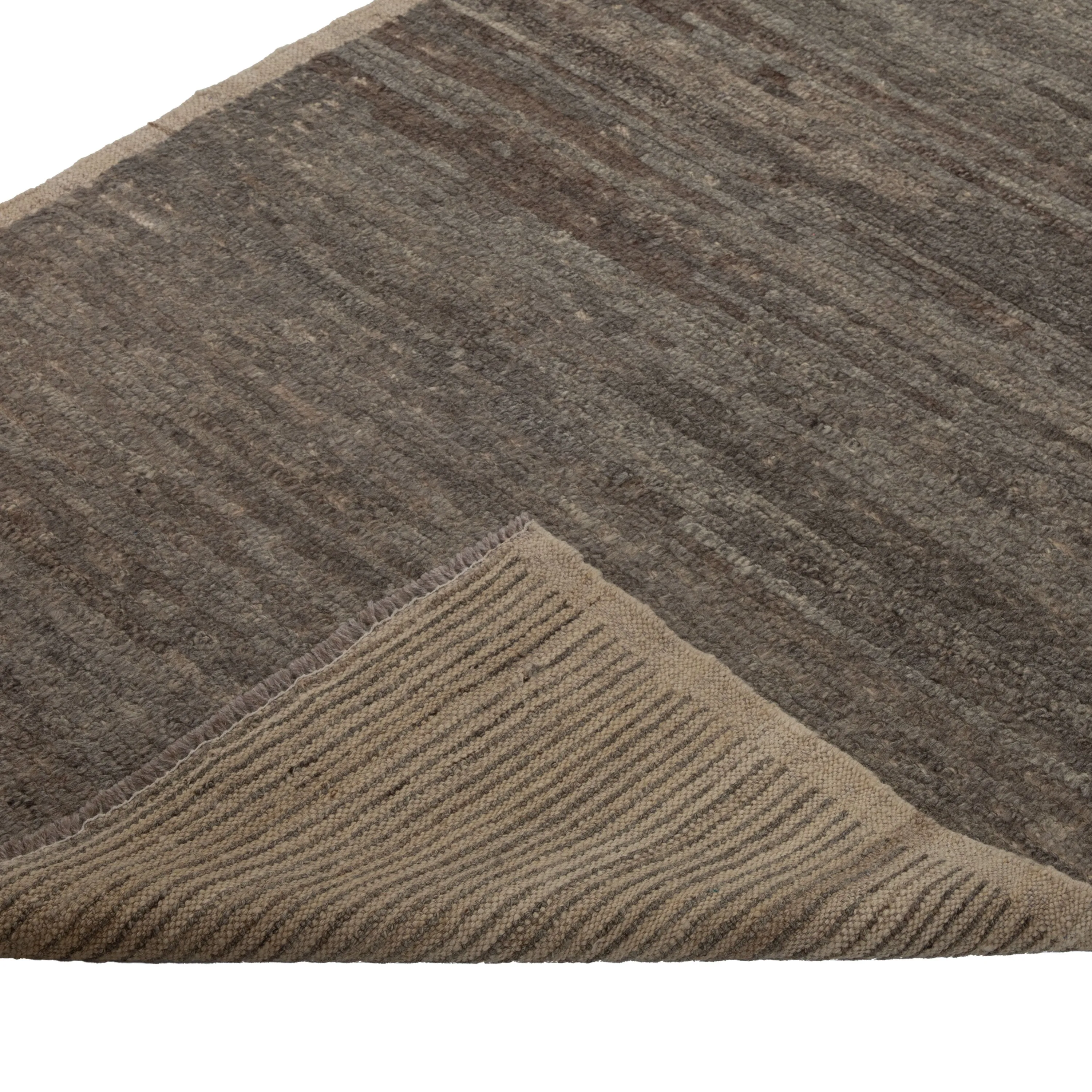 Brown Zameen Transitional Wool Rug - 3'4" x 12'3"