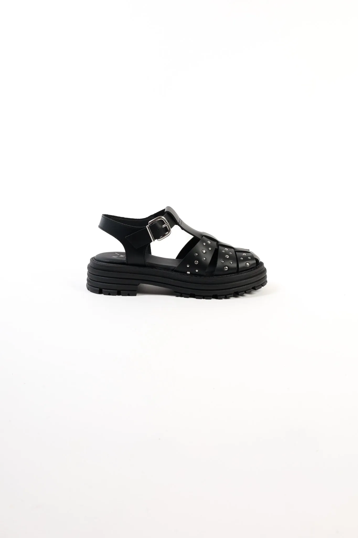 CALA STUDS BLACK- Chunky Fisherman Sandals with Studs