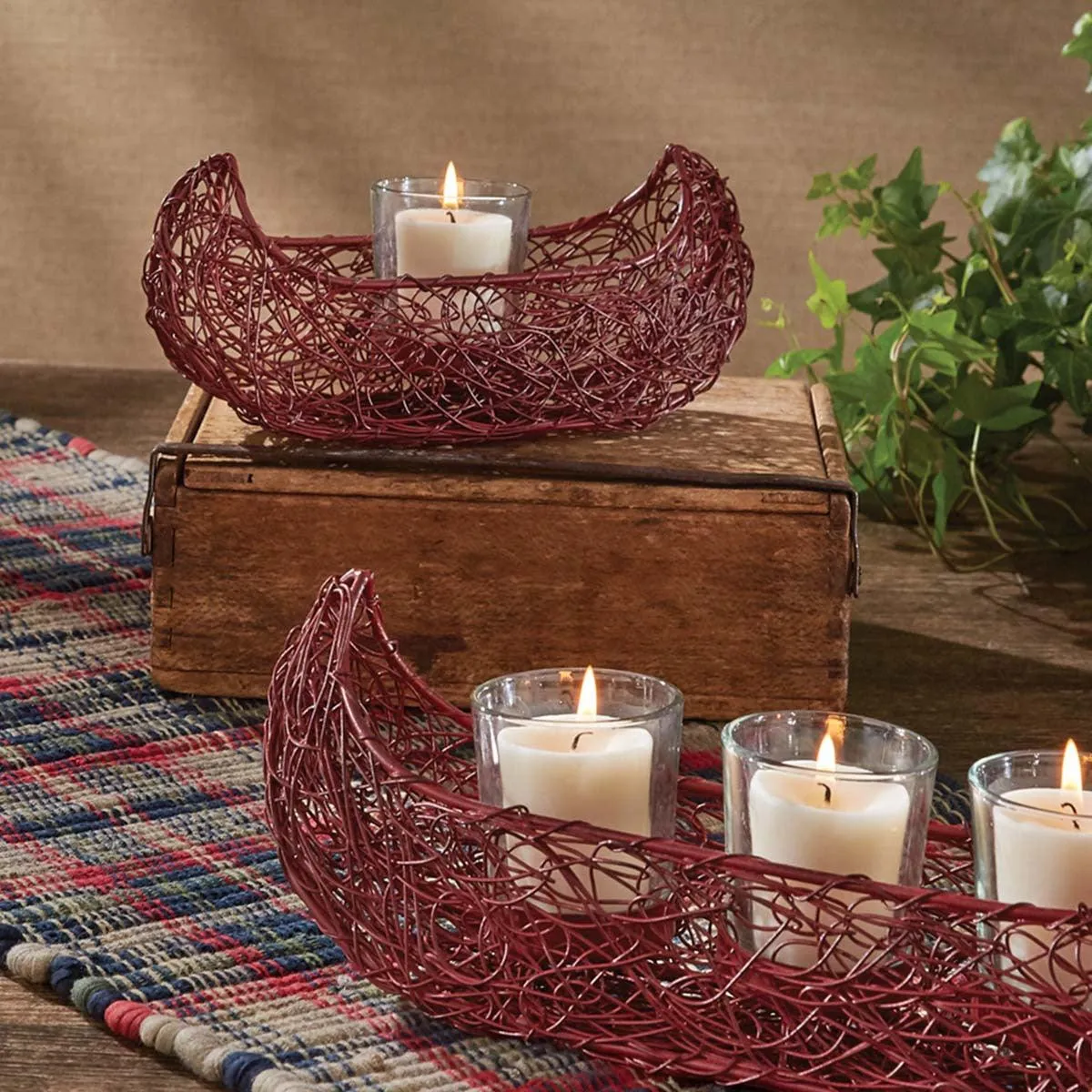 Canoe Single Votive Red - Set of 2  Park Designs